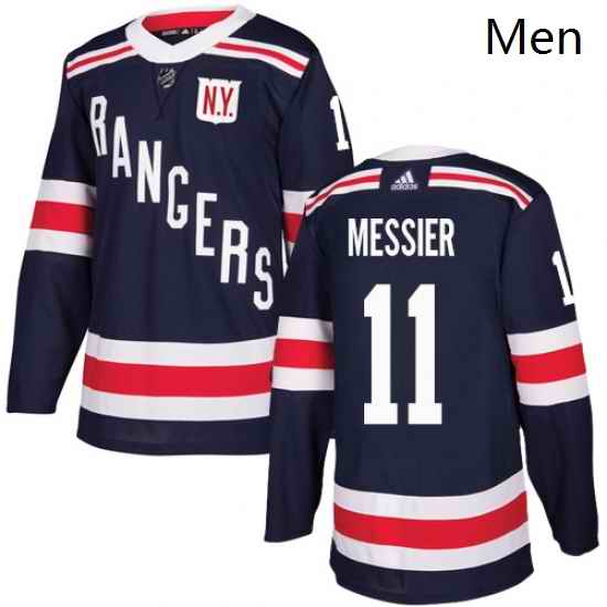 Mens Adidas New York Rangers 11 Mark Messier Authentic Navy Blue 2018 Winter Classic NHL Jersey